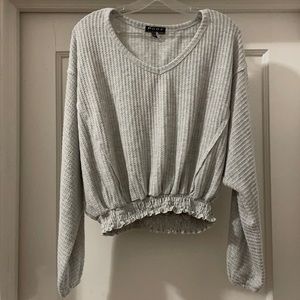 Poof Light Grey Cinched Bottom Sweater!